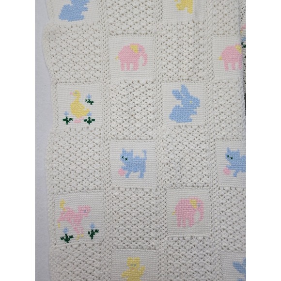 Crochet Baby Blanket Nursery Throw Pink Elephant Blue Bunny Cat Duck Handmade - Picture 1 of 13